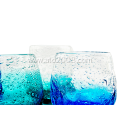 Bubble Tumbler Glass Cup With Blue